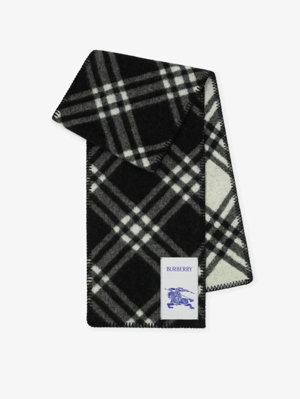 Burberry Black Check Wool Scarf Classic Nova Check Unisex Soft | MSRP $645 - Picture 6 of 14
